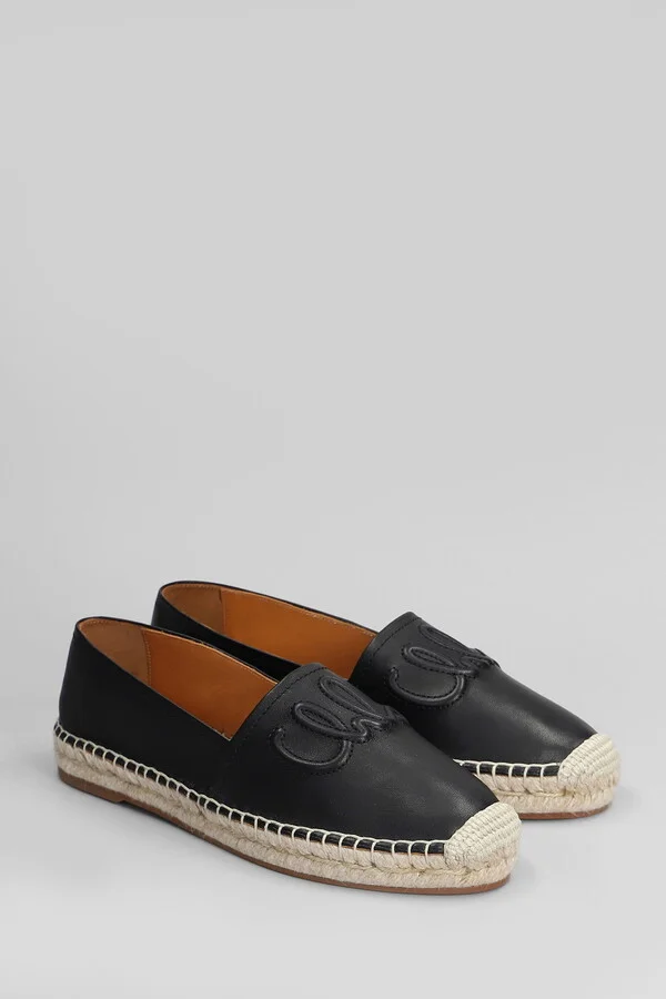 Isla Espadrilles In Black Leather - Image 2