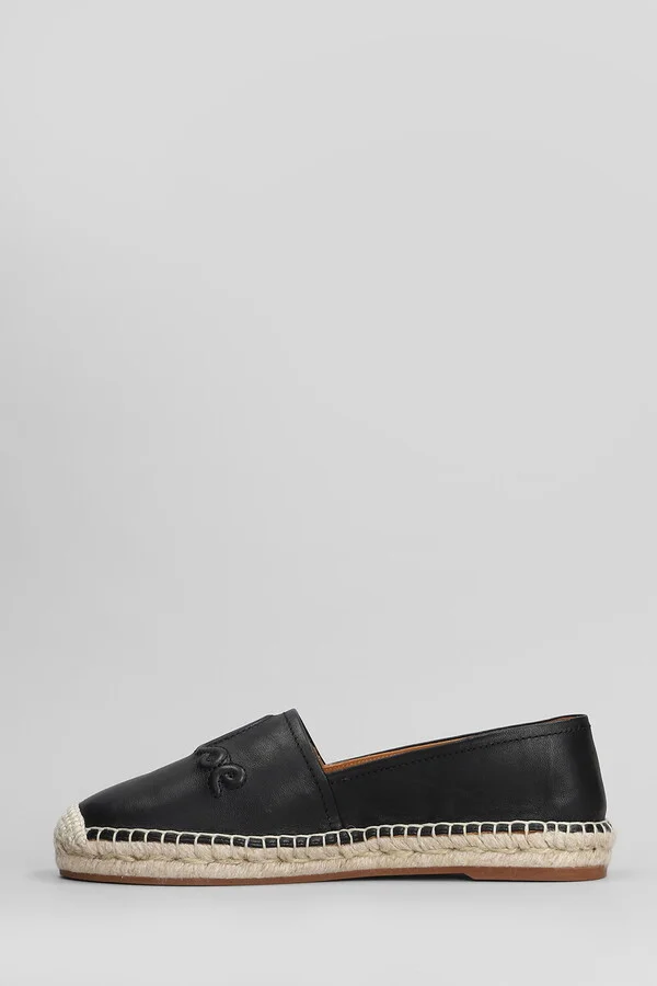 Isla Espadrilles In Black Leather - Image 3