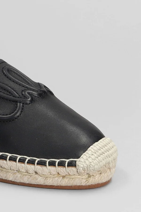 Isla Espadrilles In Black Leather - Image 5