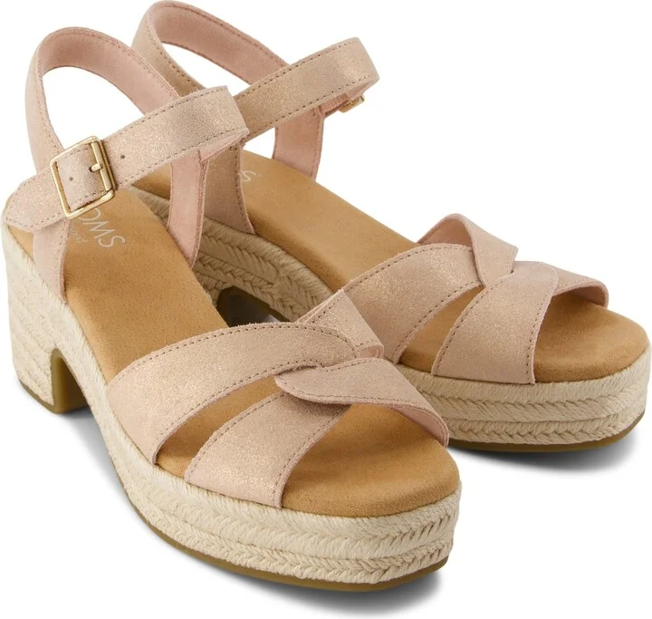 Isla Heeled Sandal Pale Rose Metallic Suede Slip On - Image 2