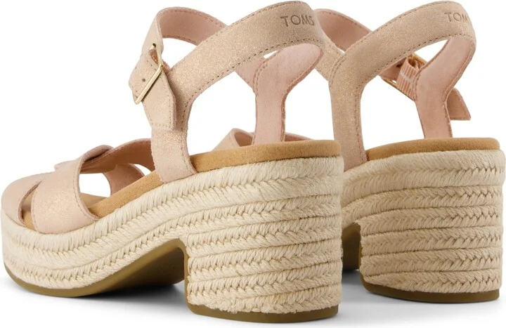 Isla Heeled Sandal Pale Rose Metallic Suede Slip On - Image 3