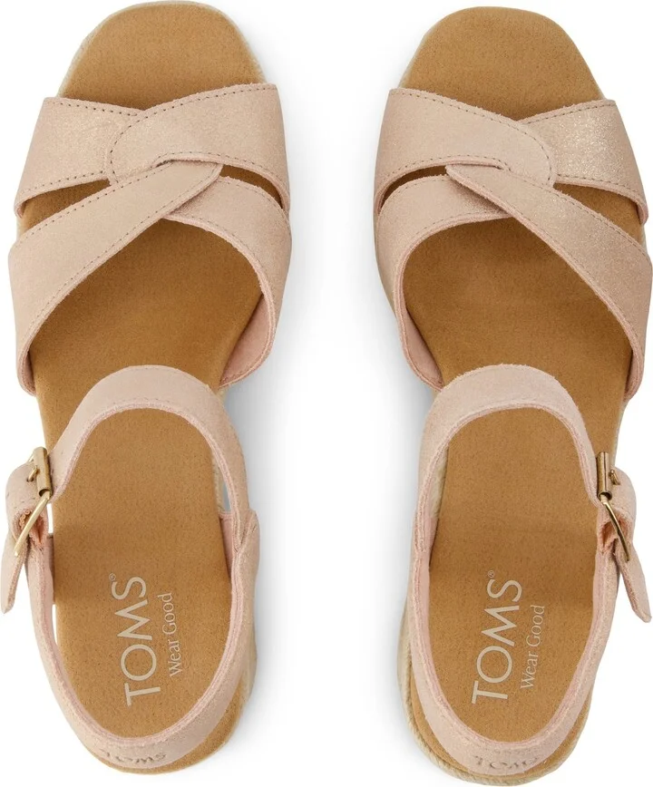 Isla Heeled Sandal Pale Rose Metallic Suede Slip On - Image 4