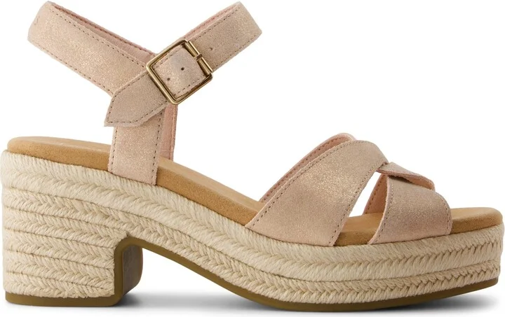 Isla Heeled Sandal Pale Rose Metallic Suede Slip On