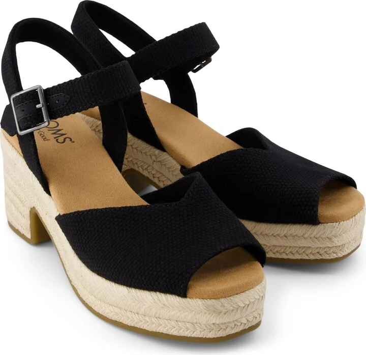 Isla Peep Toe Heeled Sandal Beachside Woven Slip On - Image 3