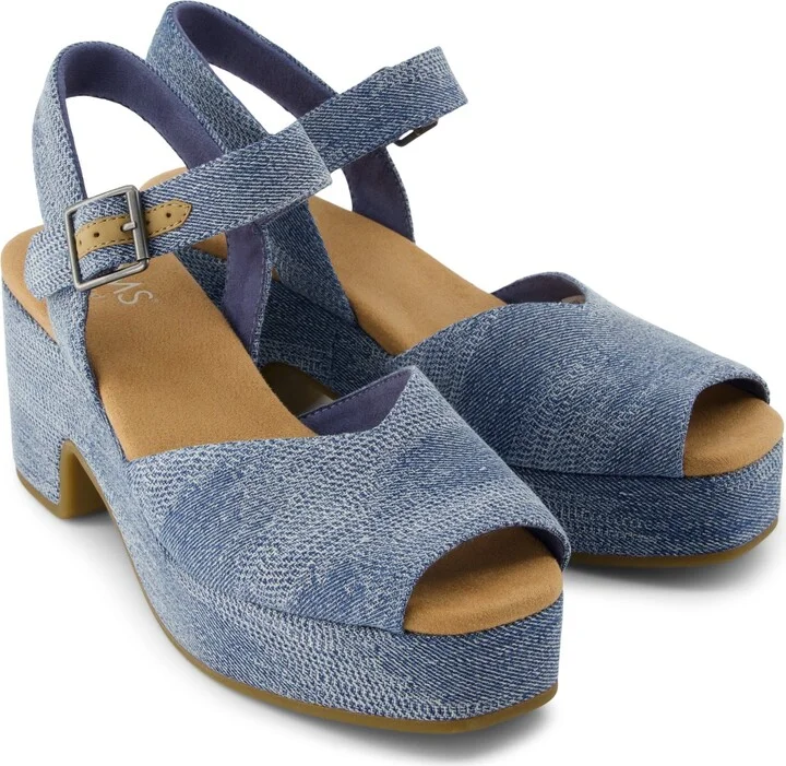 Isla Peep Toe Heeled Sandal Dark Sky Denim Slip On - Image 2