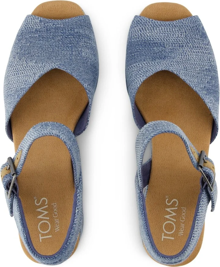 Isla Peep Toe Heeled Sandal Dark Sky Denim Slip On - Image 4