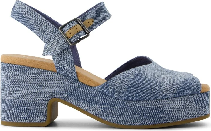Isla Peep Toe Heeled Sandal Dark Sky Denim Slip On