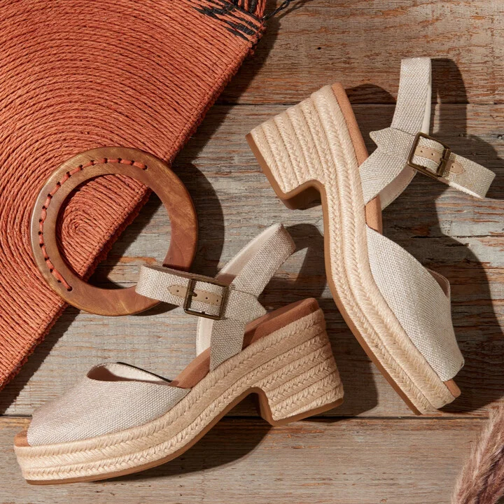 Isla Peep Toe Heeled Sandal Yarn Dye Slip On - Image 3