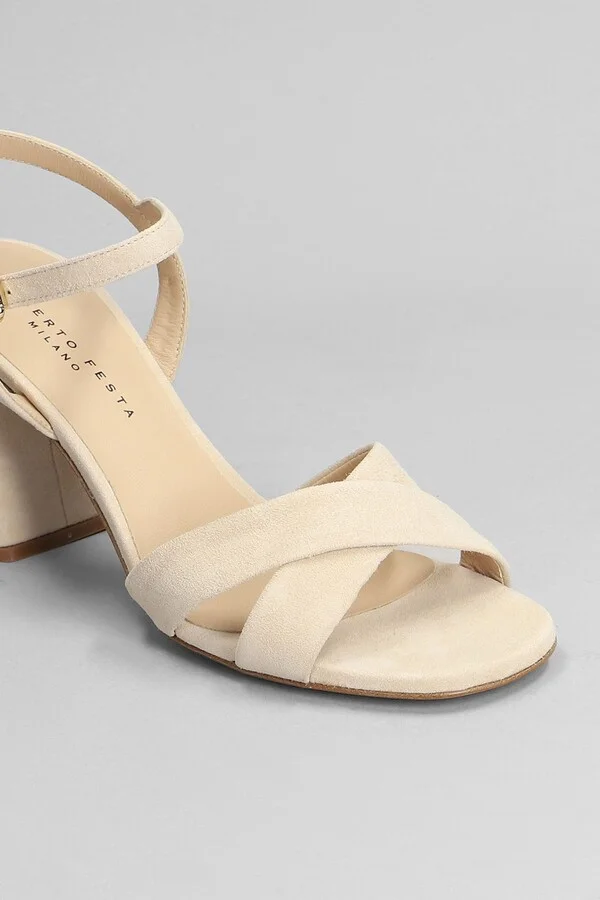 Isla Sandals In Beige Suede - Image 5