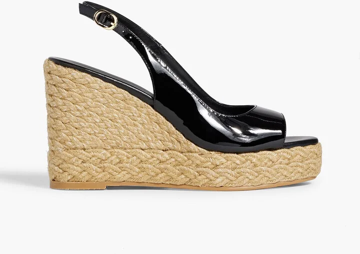 Island patent-leather slingback espadrille wedge sandals