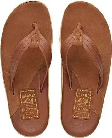 Island Slipper Classic Two Tone Leather Suede Flip Flop - Image 2