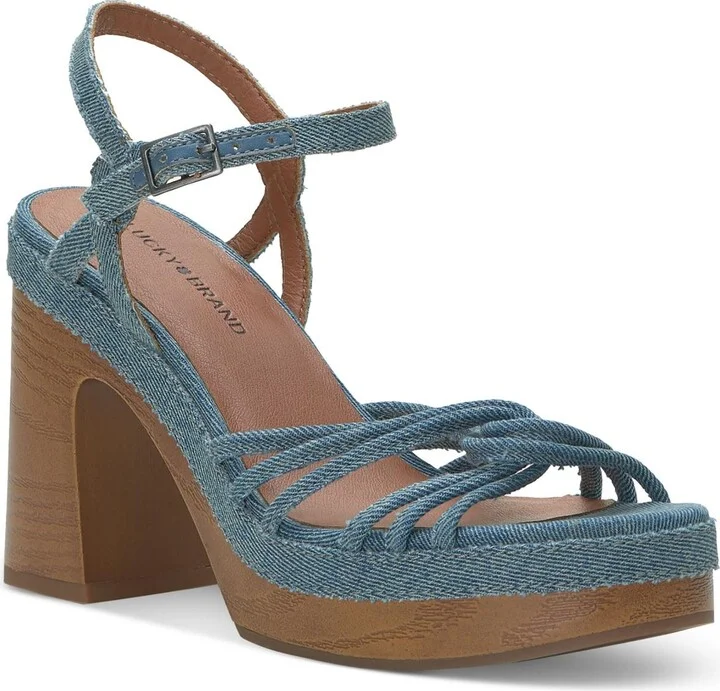 Ismene Womens Leather Buckle Platform Sandals