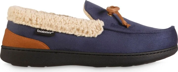 Isotoner Men's Microsuede Vincent Moccasin Memory Foam Slippers - Navy/blue - Image 2