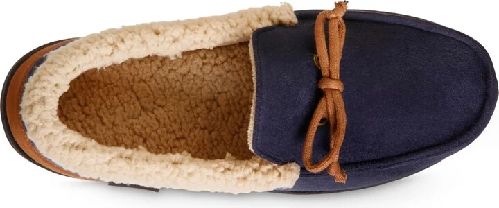 Isotoner Men's Microsuede Vincent Moccasin Memory Foam Slippers - Navy/blue - Image 4
