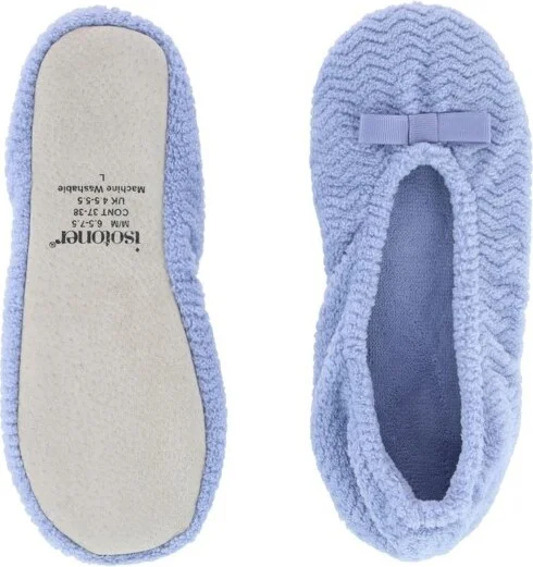 Isotoner Women's Chevron Microterry Ballerina Slipper, XL, Periwinkle - Image 2