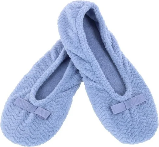 Isotoner Women's Chevron Microterry Ballerina Slipper, XL, Periwinkle