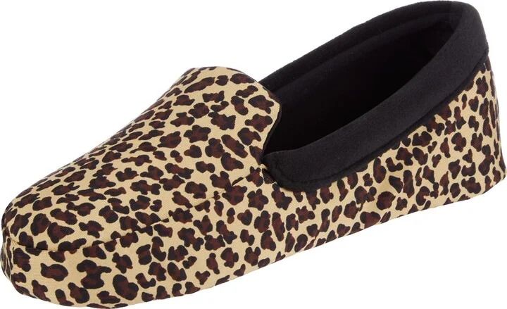 Isotoner Women's Contoured Ivy Spandex Velour Moc Slipper with Suede Sole