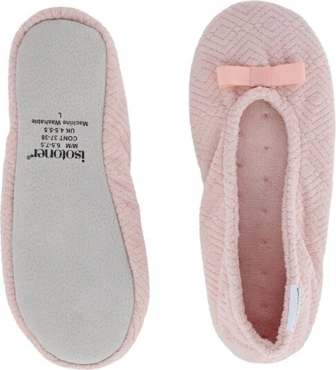Isotoner Women's Sculpted Microterry Ballerina Slippers, Large, Blue Fog - Image 3