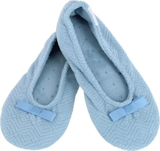 Isotoner Women's Sculpted Microterry Ballerina Slippers, Large, Blue Fog