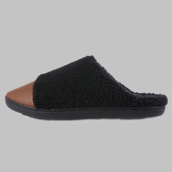 Isotoner Women's Tinsley Vegan Leather & Recycled Berber Clog Slippers - - Image 2