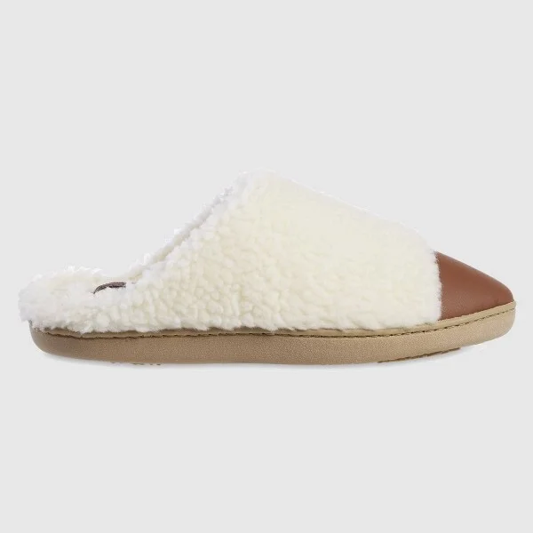 Isotoner Women's Tinsley Vegan Leather & Recycled Berber Clog Slippers - - Image 3