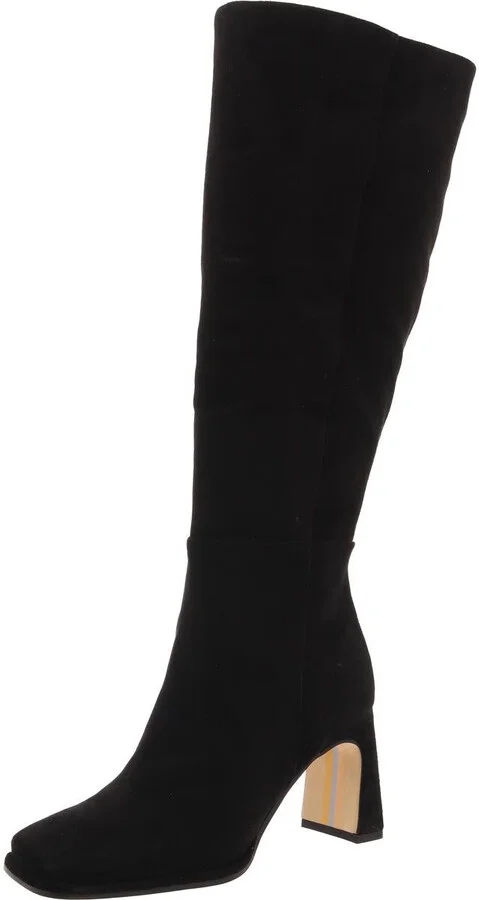 ISSABEL Womens Zipper Leather Knee-High Boots