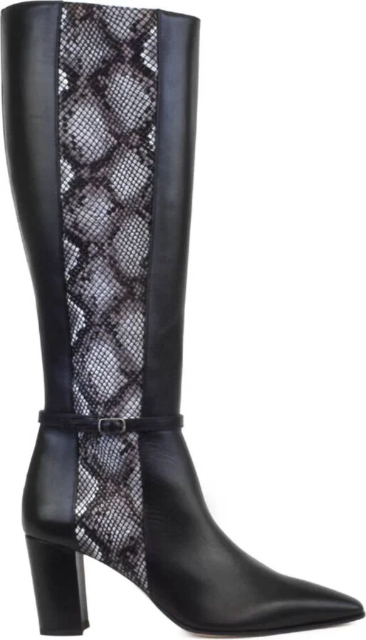 Istria Pointed Toe Knee High Boot- Medium Width In Black Phyton