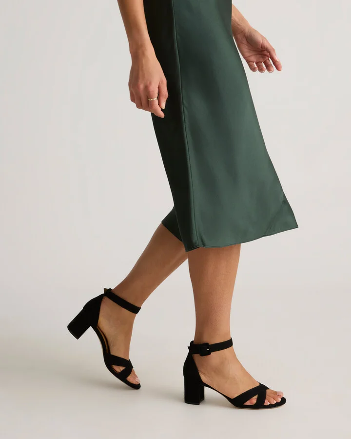 Italian Leather Crisscross Block Heel Sandal - Image 2