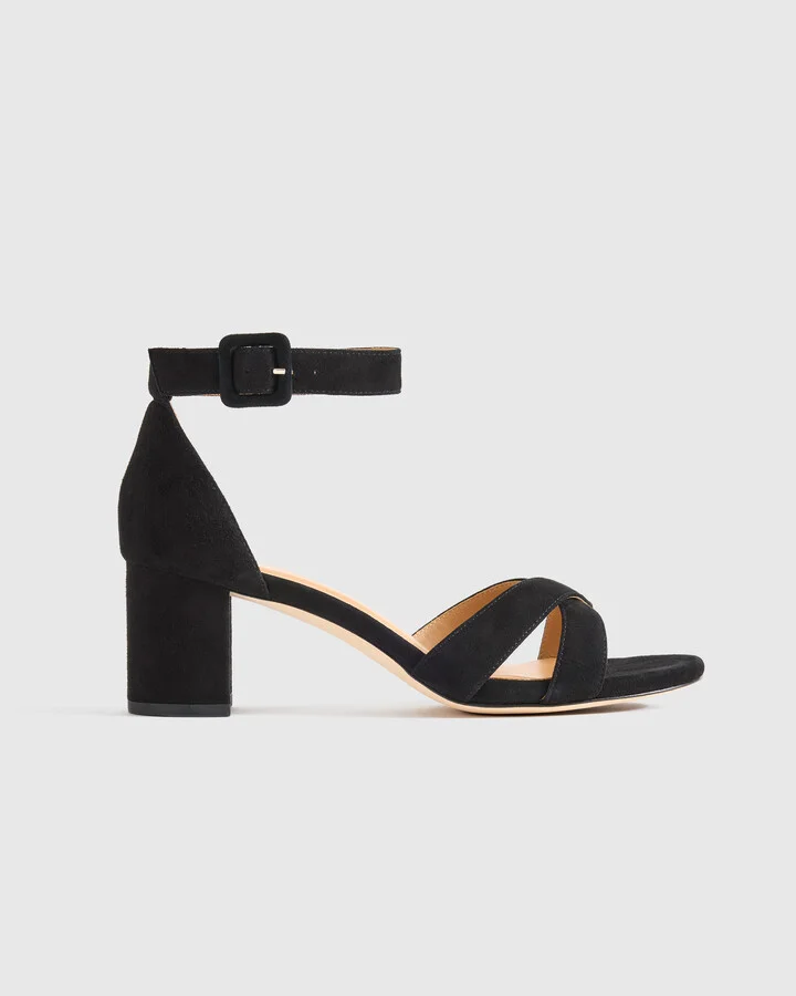 Italian Leather Crisscross Block Heel Sandal