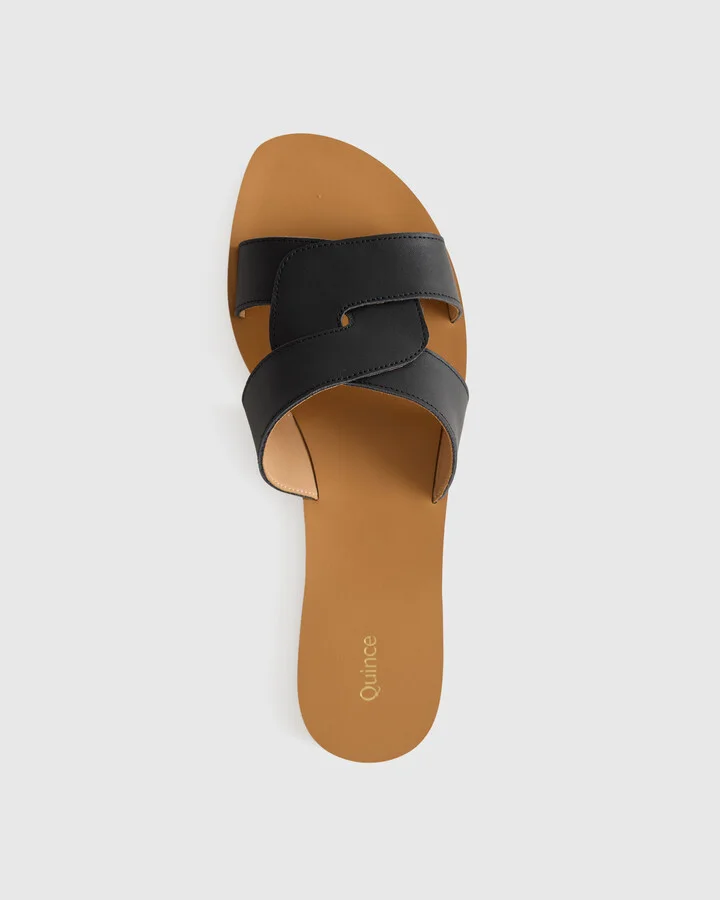 Italian Leather Cutout Slide Sandal - Image 4