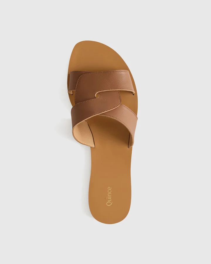 Italian Leather Cutout Slide Sandal - Image 8