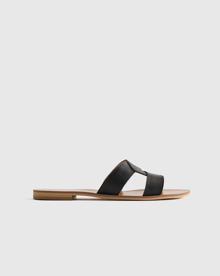 Italian Leather Cutout Slide Sandal