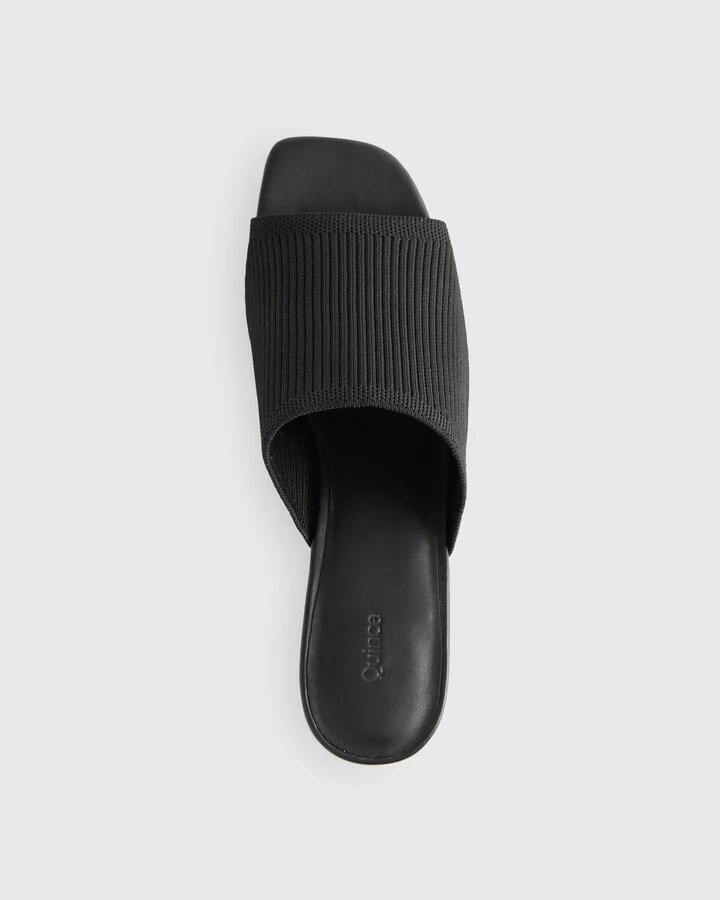 Italian Leather & Eco Knit Heeled Mule - Image 3