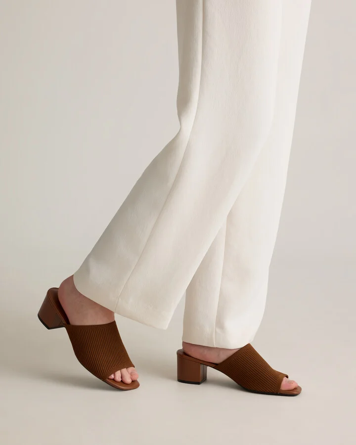 Italian Leather & Eco Knit Heeled Mule - Image 5