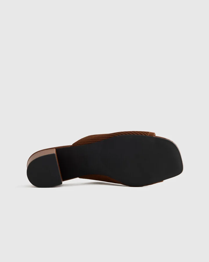 Italian Leather & Eco Knit Heeled Mule - Image 8