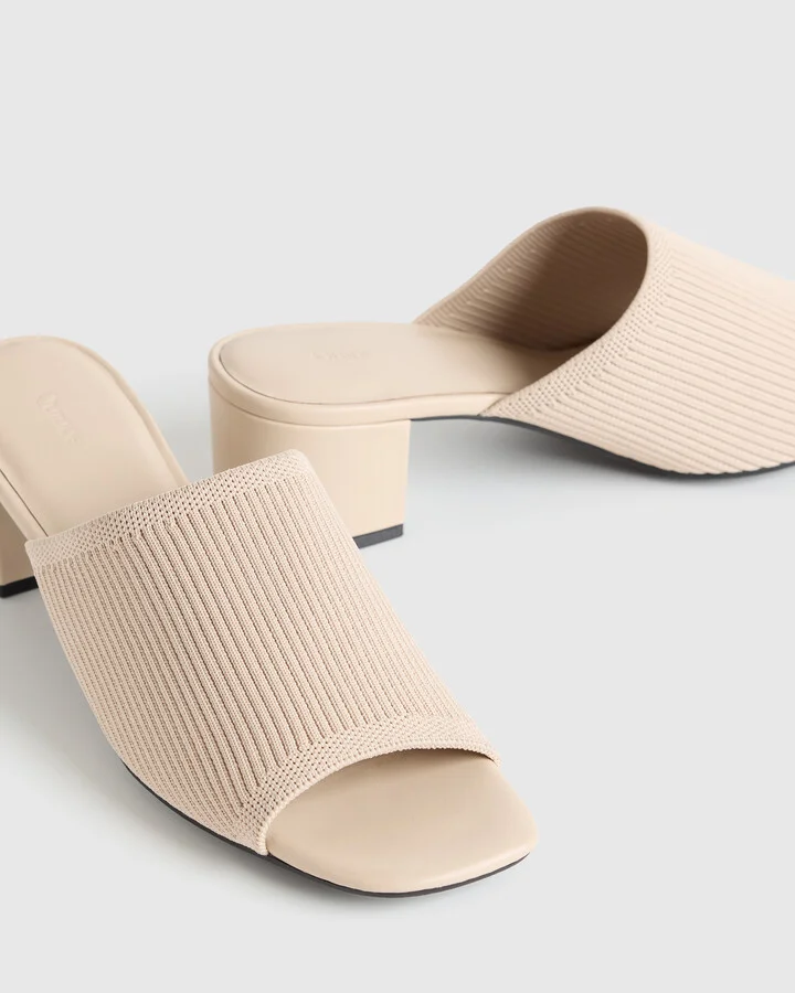Italian Leather & Eco Knit Heeled Mule - Image 9