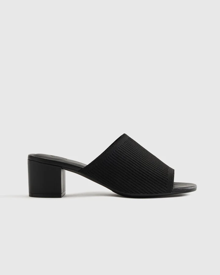 Italian Leather & Eco Knit Heeled Mule