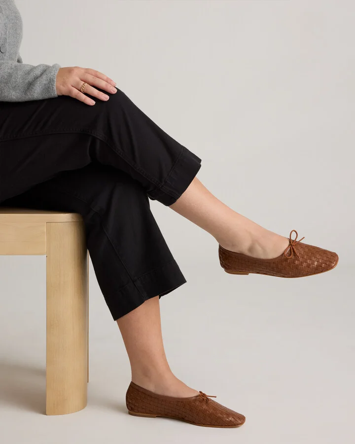 Italian Leather Handwoven Square Toe Ballet Flat - Image 2