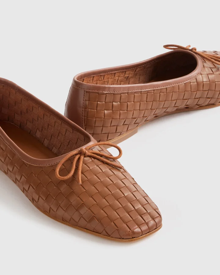 Italian Leather Handwoven Square Toe Ballet Flat - Image 3