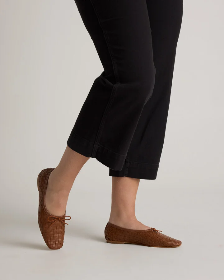 Italian Leather Handwoven Square Toe Ballet Flat - Image 4