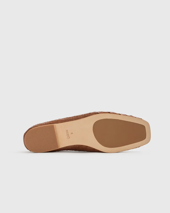 Italian Leather Handwoven Square Toe Ballet Flat - Image 6