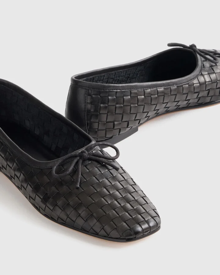 Italian Leather Handwoven Square Toe Ballet Flat - Image 8