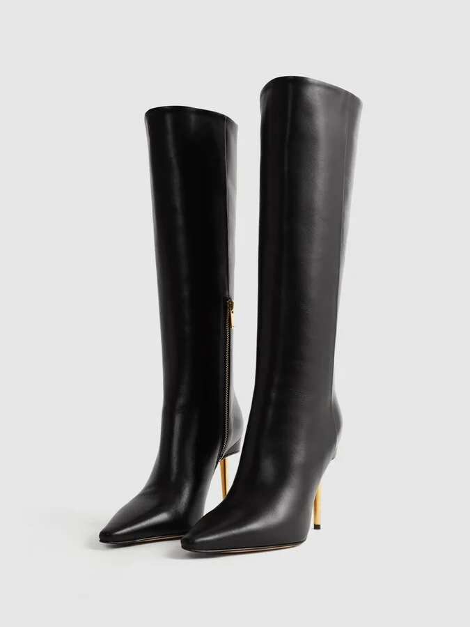 Italian Leather Heeled Knee-high Boots - Image 3