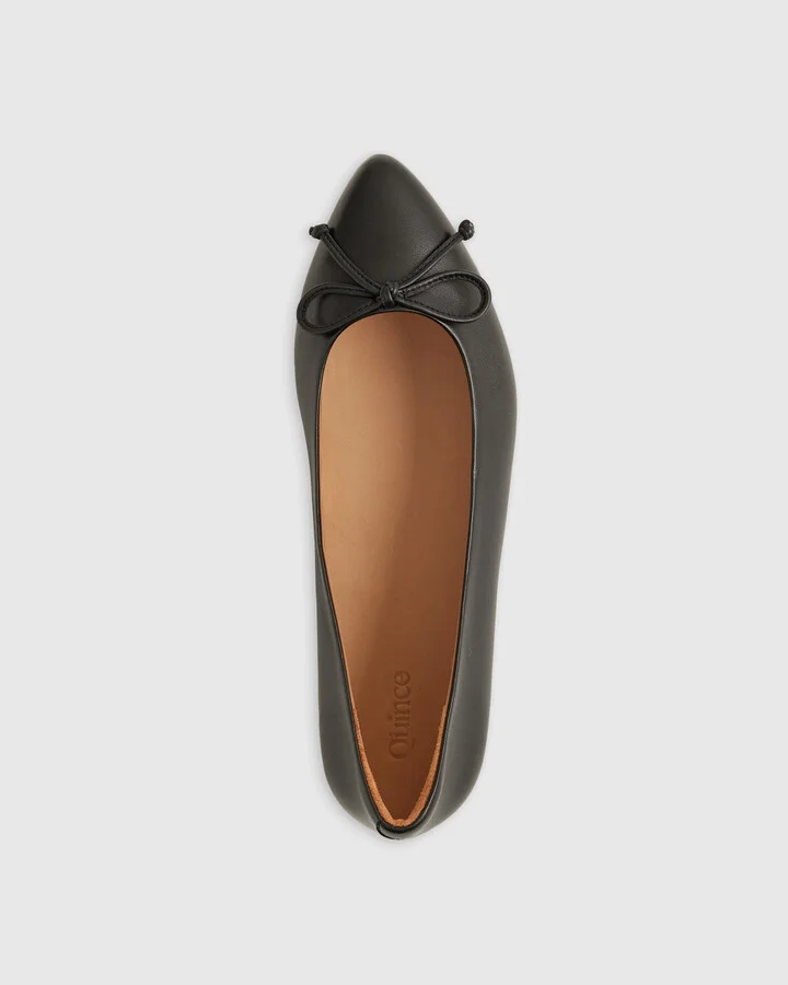 Italian Leather Pointed Bow Flat - Image 4