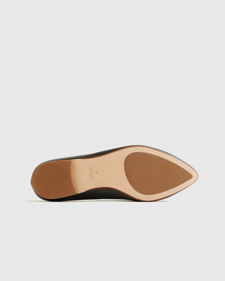 Italian Leather Pointed Bow Flat - Image 5