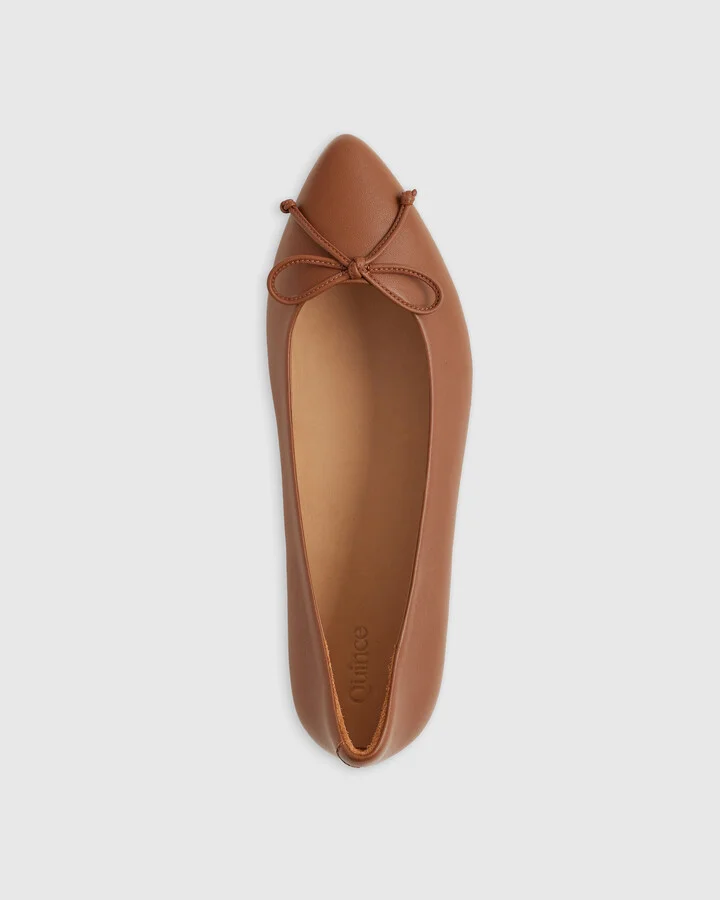 Italian Leather Pointed Bow Flat - Image 8