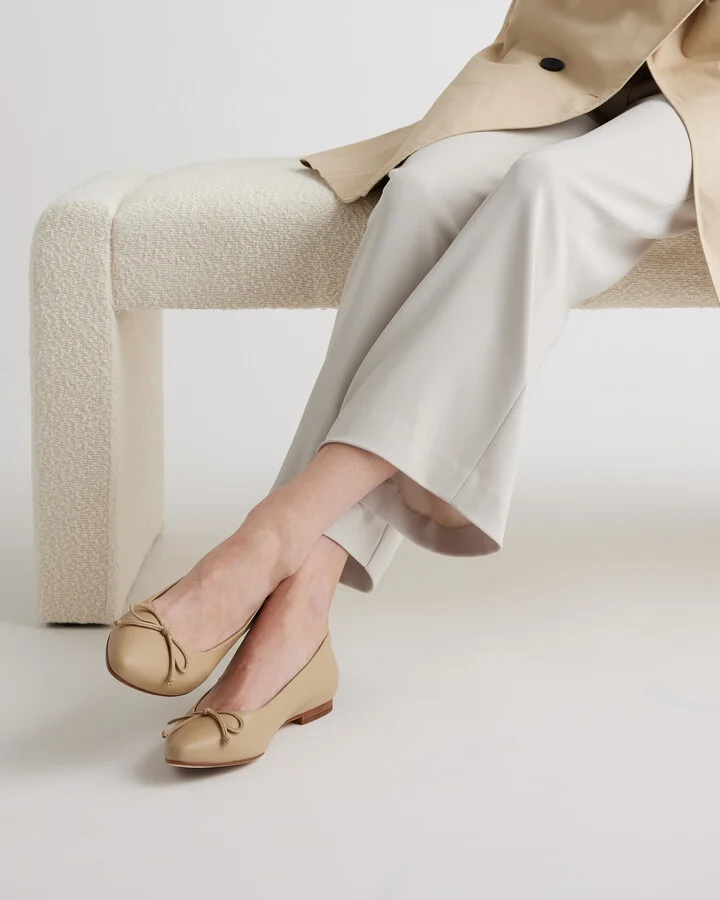 Italian Leather Pointed Bow Flat - Image 10