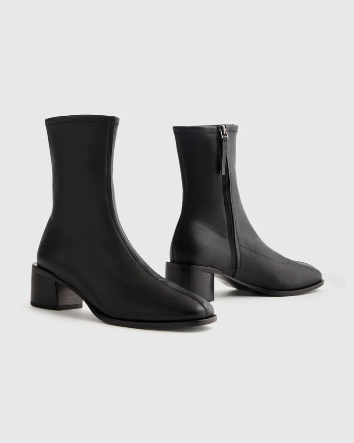 Italian Leather Stretch Sock Bootie - Image 3