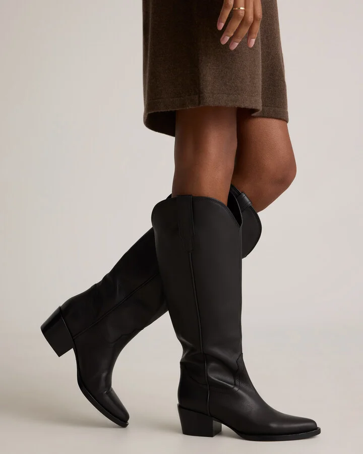 Italian Leather Tall Western Boots - Image 4