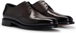 Italian-made Derby shoes in burnished leather- Dark Brown Men's Business Shoes size 7